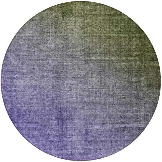 Olive Green and Purple Round Ombre Washable Non Skid Indoor Outdoor Area Rug Photo 5