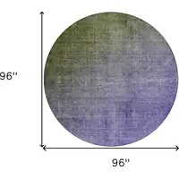 Photo of 8' Round Olive Green and Purple Round Ombre Washable Non Skid Indoor Outdoor Area Rug