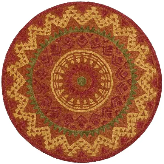 4' Round Orange Decorative Area Rug Photo 11