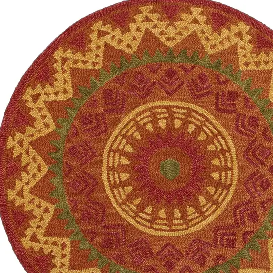 4' Round Orange Decorative Area Rug Photo 10