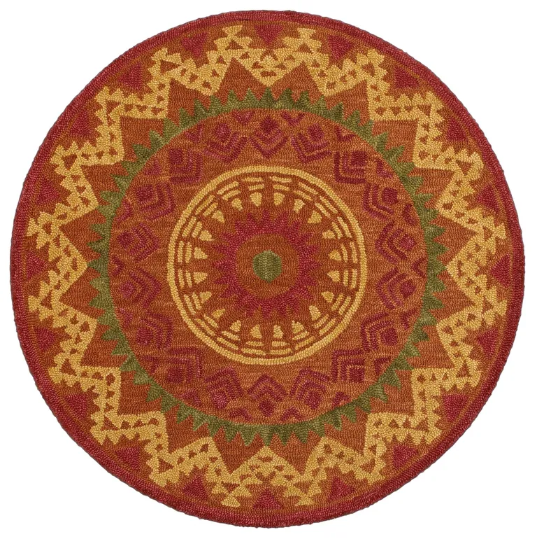 4' Round Orange Decorative Area Rug Photo 1