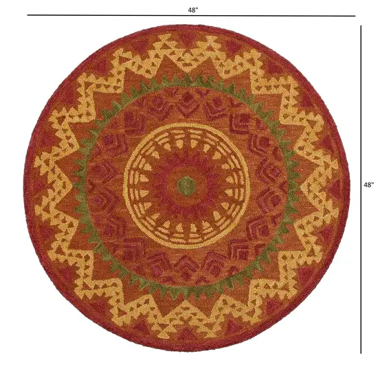 4' Round Orange Decorative Area Rug Photo 7