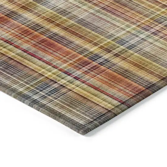 Orange Round Plaid Washable Non Skid Indoor Outdoor Area Rug Photo 7