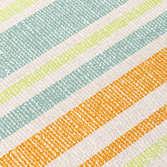 Orange Round Striped Washable Non Skid Indoor Outdoor Area Rug Photo 8