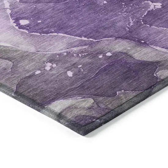 Purple Round Abstract Washable Non Skid Indoor Outdoor Area Rug Photo 7