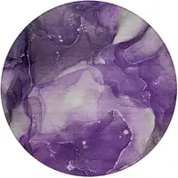 Photo of 8' Round Purple Round Abstract Washable Non Skid Indoor Outdoor Area Rug