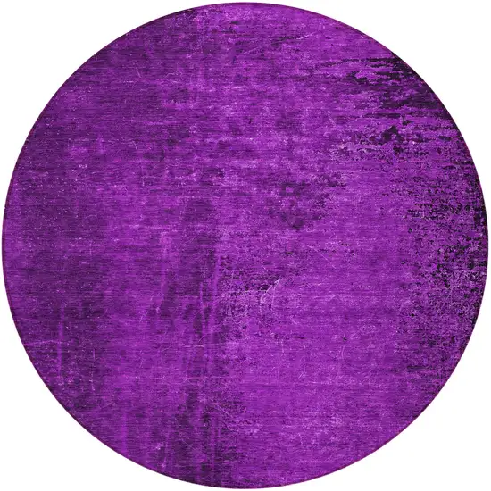 8' Round Purple Round Abstract Washable Non Skid Indoor Outdoor Area Rug Photo 4