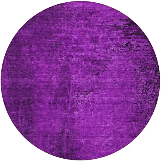 Purple Round Abstract Washable Non Skid Indoor Outdoor Area Rug Photo 5