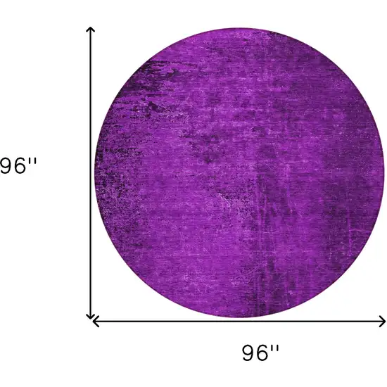 Purple Round Abstract Washable Non Skid Indoor Outdoor Area Rug Photo 3