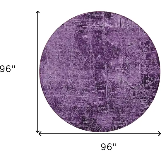 Purple Round Abstract Washable Non Skid Indoor Outdoor Area Rug Photo 3