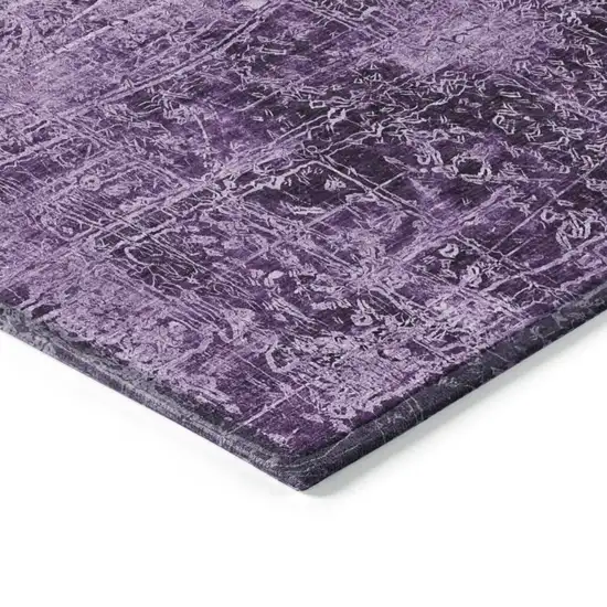 Purple Round Abstract Washable Non Skid Indoor Outdoor Area Rug Photo 7