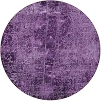 Photo of 8' Round Purple Round Abstract Washable Non Skid Indoor Outdoor Area Rug