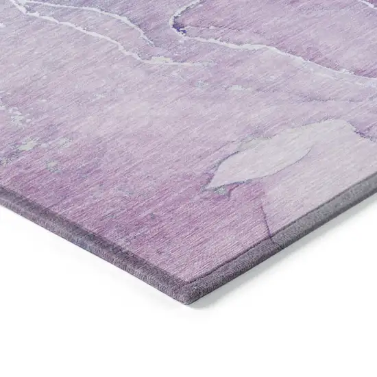 Purple Round Abstract Washable Non Skid Indoor Outdoor Area Rug Photo 7