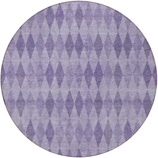 Purple Round Geometric Washable Non Skid Indoor Outdoor Area Rug Photo 5