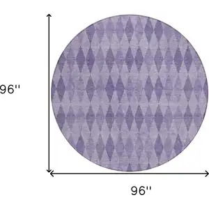 Photo of 8' Round Purple Round Geometric Washable Non Skid Indoor Outdoor Area Rug