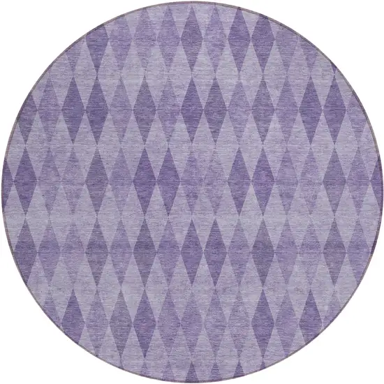 Purple Round Geometric Washable Non Skid Indoor Outdoor Area Rug Photo 2