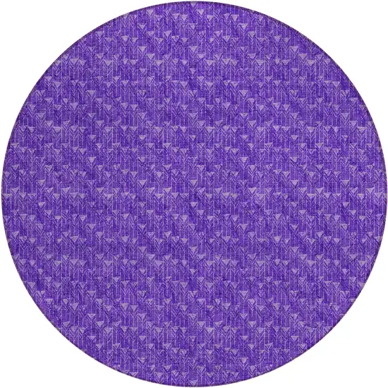 8' Round Purple Round Geometric Washable Non Skid Indoor Outdoor Area Rug Photo 2