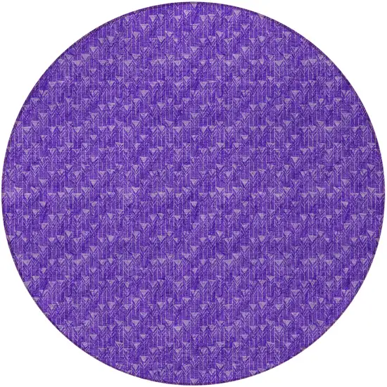 Purple Round Geometric Washable Non Skid Indoor Outdoor Area Rug Photo 5