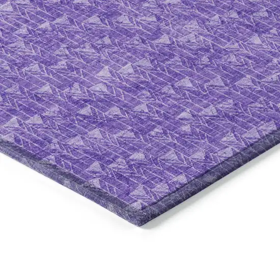 Purple Round Geometric Washable Non Skid Indoor Outdoor Area Rug Photo 7