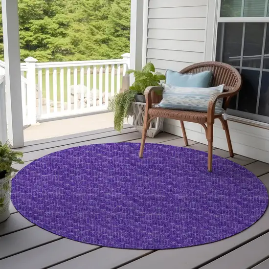 Purple Round Geometric Washable Non Skid Indoor Outdoor Area Rug Photo 8