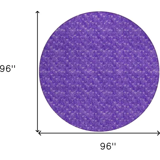 8' Round Purple Round Geometric Washable Non Skid Indoor Outdoor Area Rug Photo 3