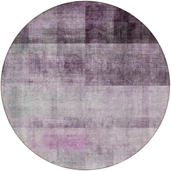 8' Round Purple Round Ombre Washable Non Skid Indoor Outdoor Area Rug Photo 5