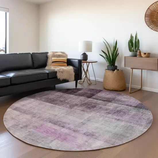 Purple Round Ombre Washable Non Skid Indoor Outdoor Area Rug Photo 9