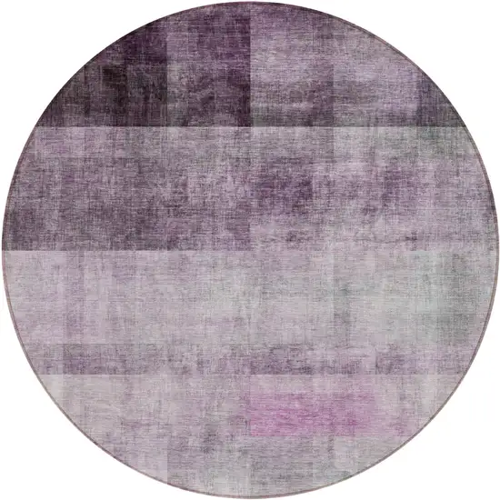 Purple Round Ombre Washable Non Skid Indoor Outdoor Area Rug Photo 2