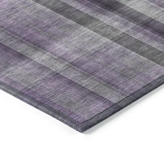 8' Round Purple Round Plaid Washable Non Skid Indoor Outdoor Area Rug Photo 7