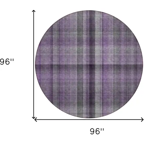 Purple Round Plaid Washable Non Skid Indoor Outdoor Area Rug Photo 3