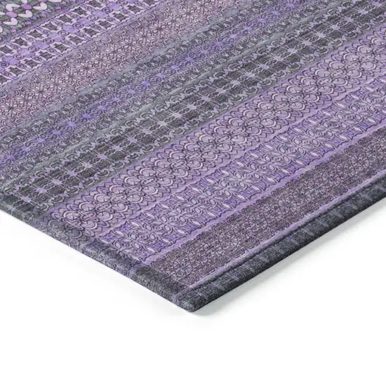 Purple Round Striped Washable Non Skid Indoor Outdoor Area Rug Photo 6