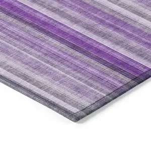 Photo of 8' Round Purple Round Striped Washable Non Skid Indoor Outdoor Area Rug