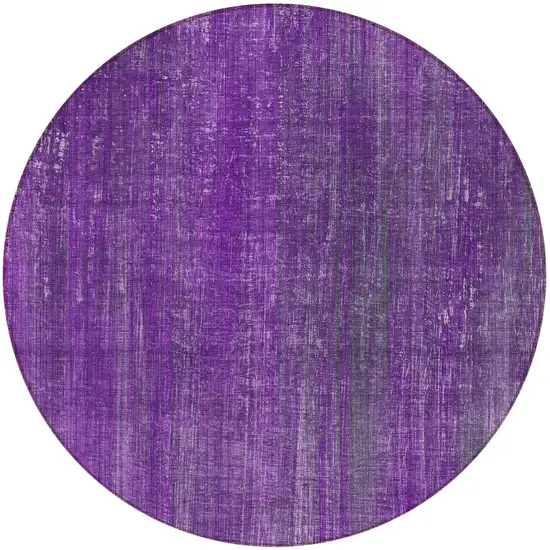 Purple Round Striped Washable Non Skid Indoor Outdoor Area Rug Photo 4