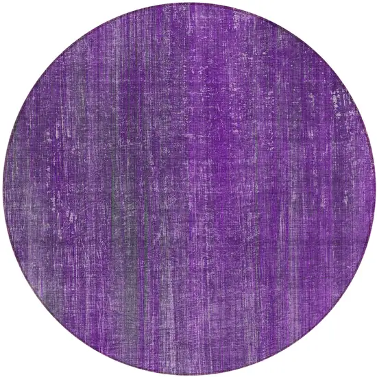 Purple Round Striped Washable Non Skid Indoor Outdoor Area Rug Photo 2