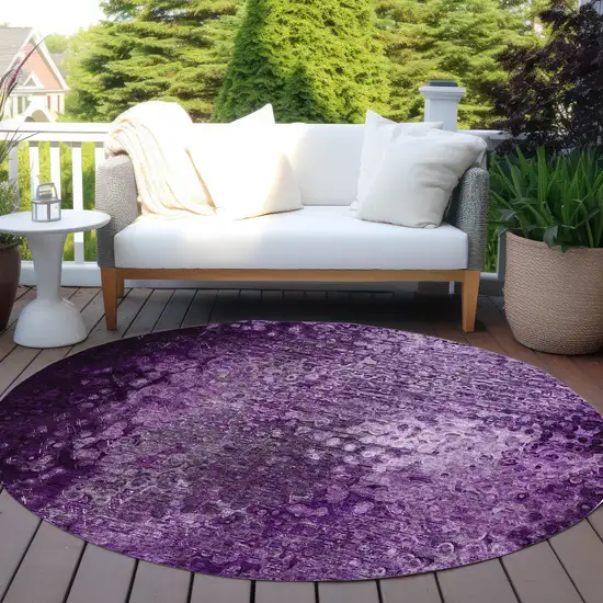 8' Round Purple Round Washable Non Skid Indoor Outdoor Area Rug Photo 8