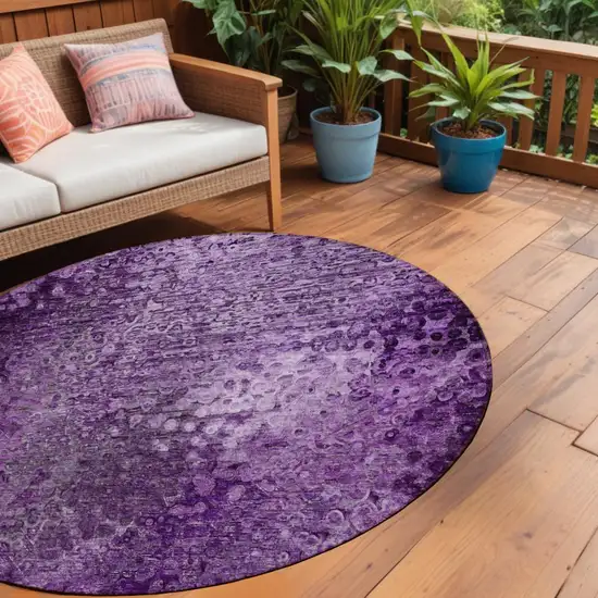 Purple Round Washable Non Skid Indoor Outdoor Area Rug Photo 1