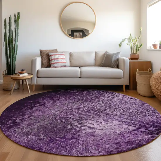 8' Round Purple Round Washable Non Skid Indoor Outdoor Area Rug Photo 9