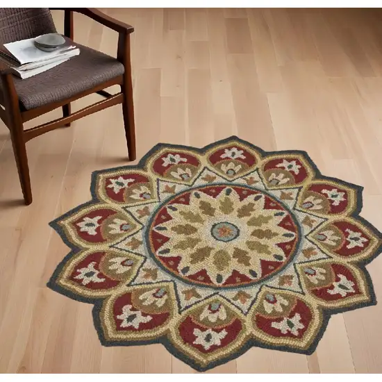 Red Decorative Petaled Edge Area Rug Photo 1