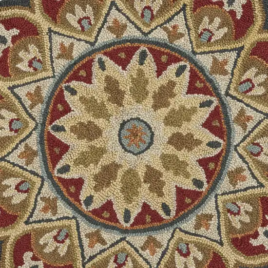 4' Round Red Decorative Petaled Edge Area Rug Photo 2