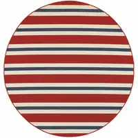 Photo of 8' Round Red Round Geometric Stain Resistant Indoor Outdoor Area Rug