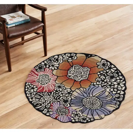 Red and Black Floral Area Rug Photo 1