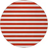 Photo of 8' Round Red and White Round Striped Washable Non Skid Indoor Outdoor Area Rug