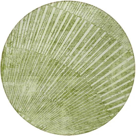 Sage Round Abstract Washable Non Skid Indoor Outdoor Area Rug Photo 5