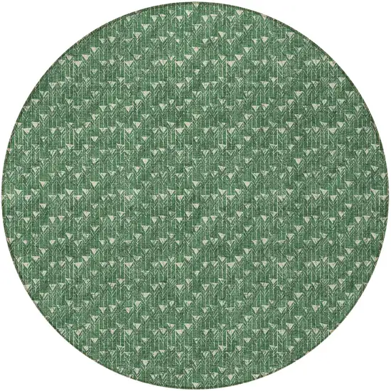 Sage Round Geometric Washable Non Skid Indoor Outdoor Area Rug Photo 4