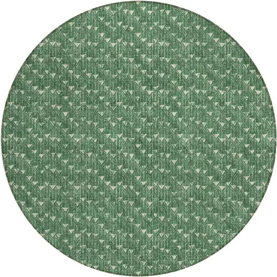 Sage Round Geometric Washable Non Skid Indoor Outdoor Area Rug Photo 2