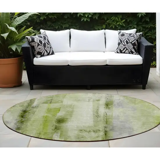 8' Round Sage Round Washable Non Skid Indoor Outdoor Area Rug Photo 1