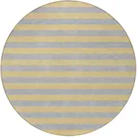 Photo of 8' Round Silver Round Striped Washable Non Skid Indoor Outdoor Area Rug