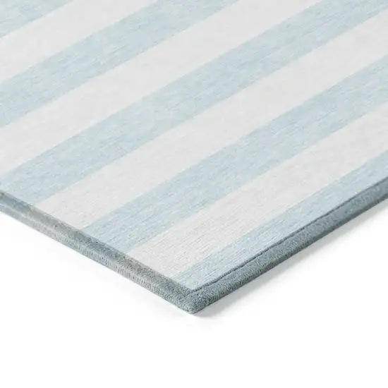 8' Round Sky Blue Round Striped Washable Non Skid Indoor Outdoor Area Rug Photo 7