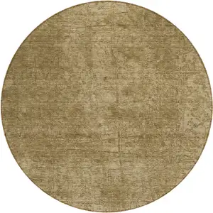 Photo of 8' Round Tan Round Abstract Washable Non Skid Indoor Outdoor Area Rug