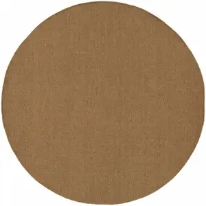 Photo of 8' Round Tan Round Stain Resistant Indoor Outdoor Area Rug